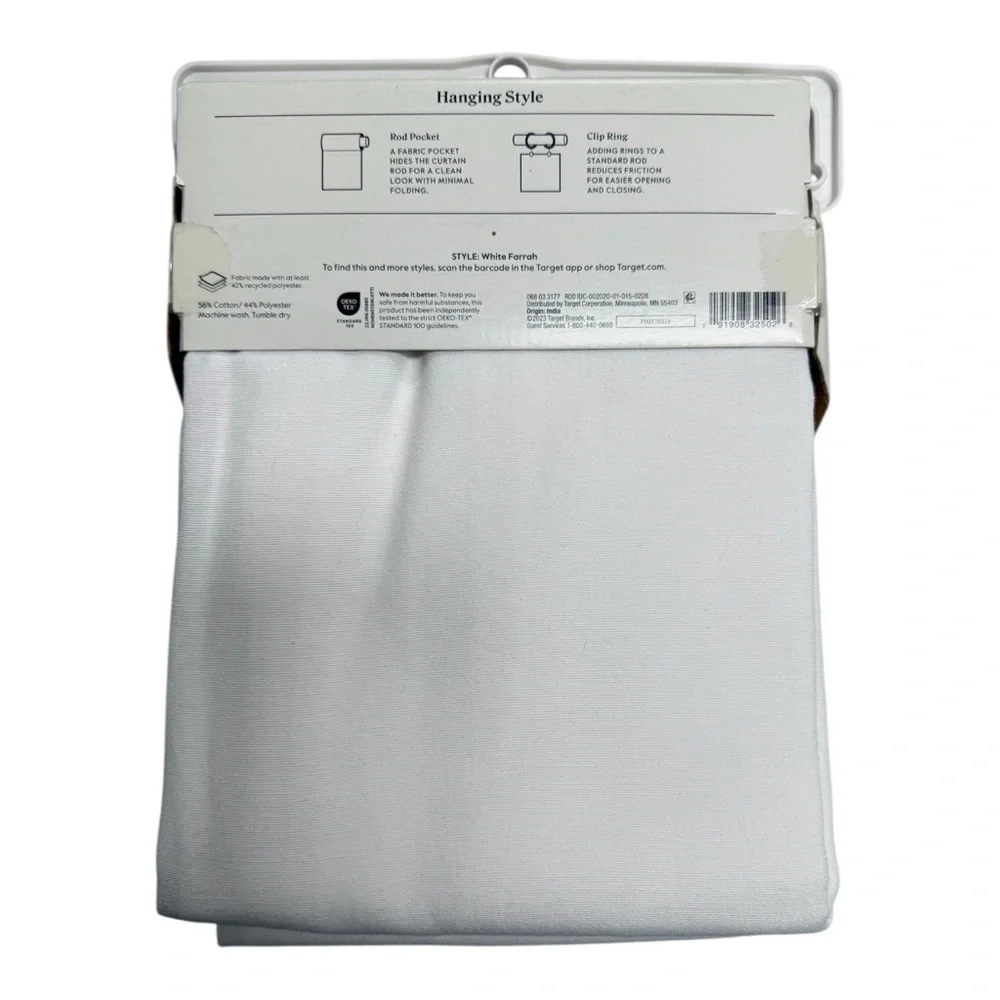NWT Threshold 54”x95” Light Filtering White Farrah Window Curtain Panel